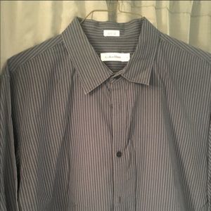 Calvin Klein Black Gray Striped Dress Shirt XL